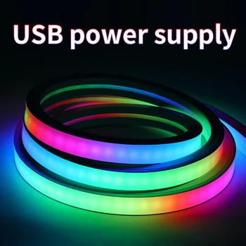 Светодиодные ленты USB 5 В, RGB, веревка с изменением цвета, синхронизация голоса и музыки, умные светодиодные лампы для домашнего телевизора, совместимые с Bluetooth