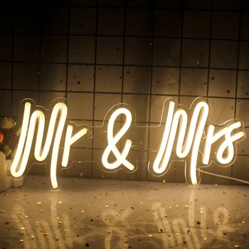 Неоновая Вывеска Mr & Mrs LED Custom Luminoso Light Подарок Для Спальни, Юбилейная Вечеринка, Комната На День Святого Валентина, Свадебное Украшение Стен