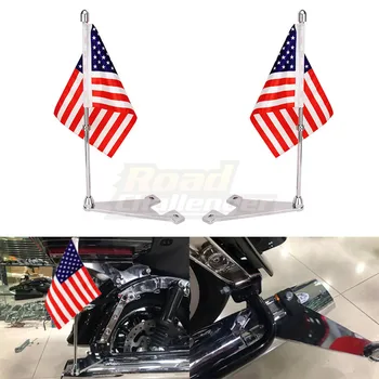 Мотоцикл с американским Флагом, флагшток, крепление на багажную полку, украшения для мотоциклов Harley Touring Road King Street Electra Glide