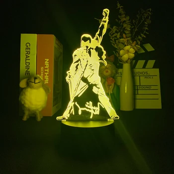 3d Лампа Королева Фредди Меркьюри Фигурка Светодиодный Ночник Сенсорный Датчик Детский Ночник для Офиса Декоративная Лампа 3D Подарок