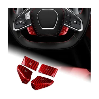 Наклейка из настоящего углеродного волокна для Chevrolet Corvette C8 2020-2023, крышка панели рулевого колеса Автомобиля, Аксессуары для внутренней отделки