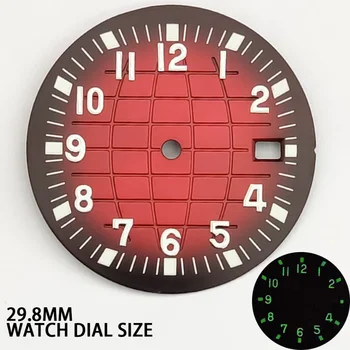 Аксессуары для часов Циферблат часов 29,8 мм Без логотипа с градиентом 3,0 часа Черный Красный циферблат с зеленой подсветкой Подходит для механизма NH35