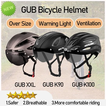 GUB MTB Очки Велосипедный Шлем со Светодиодной Подсветкой, Монолитный Дорожный Велосипедный Шлем 57-65 L-XXL, Большой Размер, Безопасный Для Взрослых Мужчин, Casco Ciclismo