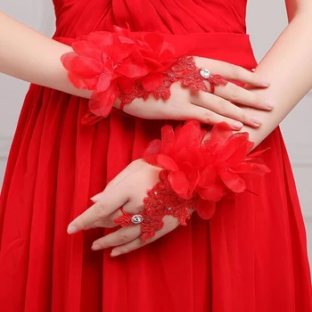 Невеста с Коротким Дизайнерским Ремешком, Митринг Для Невесты, качественные свадебные перчатки Со стразами, Кружевное Украшение в виде Цветка, Свадебные перчатки
