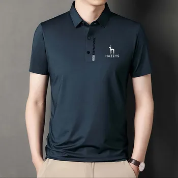 2023 Мужская одежда HAZZYS Одежда для Гольфа Летняя футболка Лошадь Сплошной Цвет С коротким рукавом Повседневное Поло Бизнес Спорт
