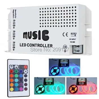 ИК-пульт дистанционного управления RGB LED Lighting Music Controller DC12V-24V 3 канала Максимальный выходной ток 9A Общий анод