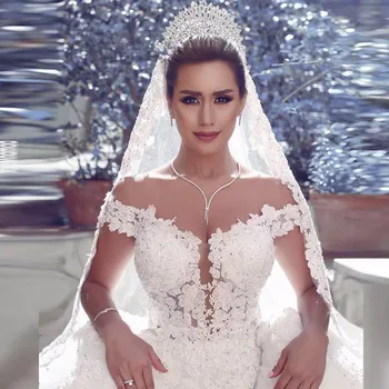 Vestido de Noiva Princesa Com Renda Винтажные Бальные Платья Пышное Кружевное свадебное платье с открытой спиной Турция 2018 платья для матери невесты