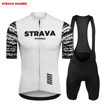 Мужская велосипедная одежда STRAVA SUAREZ с коротким рукавом, дышащая летняя велосипедная майка, Комплект велосипедного нагрудника, униформа Ropa Maillot Hombre