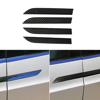 Для Tesla Модель X Защитная наклейка на дверную ручку автомобиля из настоящего углеродного волокна, защита от царапин, гибкая внешняя отделка, автомобильный стайлинг