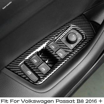 Накладка на панель управления окном автомобиля с рисунком из углеродного волокна, 4 шт. Для Volkswagen Passat B8, 2016-2021 Аксессуары для интерьера