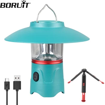 Фонарь для кемпинга BORUiT USB Перезаряжаемый, 3 режима освещения, Многофункциональный фонарь для кемпинга, уличный светодиодный фонарик, Принадлежности для палаточного лагеря
