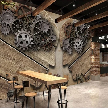 beibehang Пользовательские 3D обои фреска Европейский и американский стиль ретро промышленное оборудование индивидуальность фоновая стена с древесным зерном