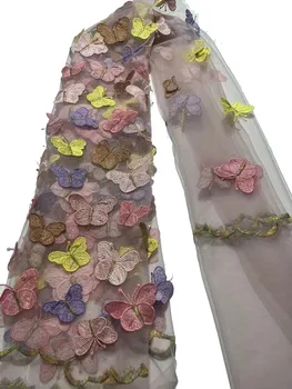 2023 новая высококачественная многоцветная 3D изысканная кружевная ткань с объемным цветком, расшитая бисером, модная юбка для платья/5 ярдов