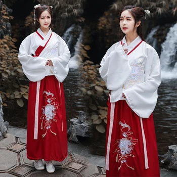 Женская юбка Hanfu с перекрестным воротником, реквизит, китайский женский древний костюм для сценического представления