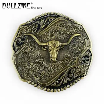 Пряжка для ремня Bullzine bull head с отделкой из античной латуни FP-03592-1 подходит для ремня шириной 4 см с застежкой