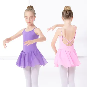 Балетное платье для девочек, Балетное трико для малышей, Розовое Гимнастическое Трико, Трико на бретелях, Трико для детей, шифоновые юбки