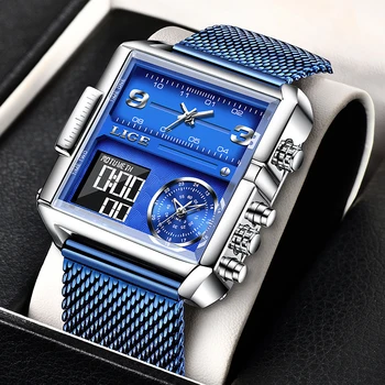 Новые Мужские часы LIGE, брендовые роскошные сетчатые повседневные кварцевые часы для мужчин, спортивные водонепроницаемые часы Relogio Masculino + коробка