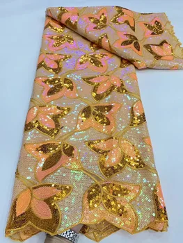 Африканская сетчатая Кружевная ткань 2023, Высококачественная французская Роскошная тюлевая сетка с пайетками, Вышитая ткань Для женщин, Свадебное платье для Новобрачных
