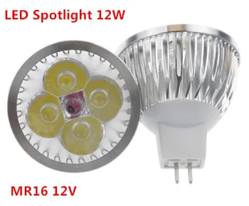 1 шт./лот, высокомощное освещение MR16/GU5.3, 12 В/110 В/220 В, 12 Вт, светодиодный прожектор с регулируемой яркостью, лампа, теплый/чистый/холодный белый светодиодный свет