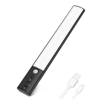 Светодиодный светильник для шкафа Датчик движения Беспроводная зарядка через USB Ночник Батарея емкостью 4200 мАч с регулируемой яркостью для спальни, кухни, лестницы