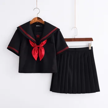 Японская и корейская Черно-красная Милая униформа JK, костюм Моряка для девочек Jasmine, японская школьная форма, костюмы для косплея в стиле колледжа