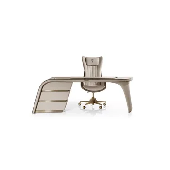 Итальянский минимализм, легкая роскошь и высококлассный дизайнерский стол со спокойным стилем, современный и модный офисный стол,