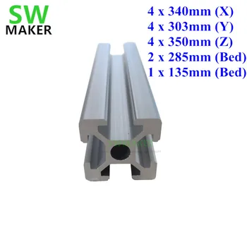 SWMAKER быстрая доставка 3D принтер HyperCube Алюминиевый экструзионный профиль типа 6 Т-образных пазов -4 * (340 мм + 303 мм + 350 мм) + 2x285 мм + 1x135 мм