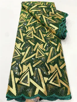 Африканская Кружевная Ткань 2023 Высококачественная Французская Кружевная Ткань С Цветными Блестками, Нигерийская Зеленая Тюлевая Сетка Для Свадебного Шитья OR33344