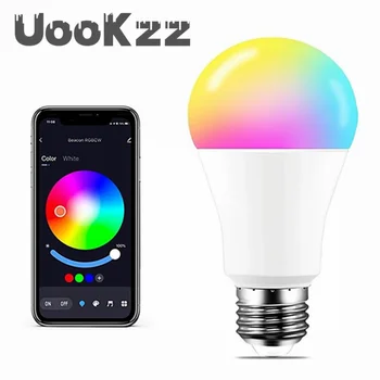 Лампа E27 Беспроводная Bluetooth 4.0 Smart Tuya APP Control С Регулируемой Яркостью 15 Вт E27 RGB + CW + WW Светодиодная Лампа Для Изменения цвета, Совместимая с IOS/Android