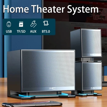 Светодиодные колонки, система домашнего кинотеатра с поддержкой микрофона, TF USB AUX, Компьютерный динамик, Басовая Звуковая панель для ПК, 3D стереоколонка