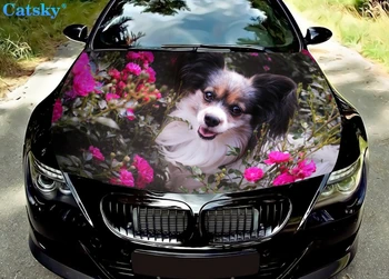 автомобильные наклейки с собакой papillon наклейки на капот двигателя автозапчасти упаковка с индивидуальным рисунком модифицированная покраска виниловые автомобильные наклейки
