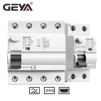 GEYA GYL9 Магнитный автоматический выключатель остаточного тока RCCB типа B DC ELCB 2P 4P 40A 63A 30mA 100mA 300mA Утечка УЗО типа B 6KA