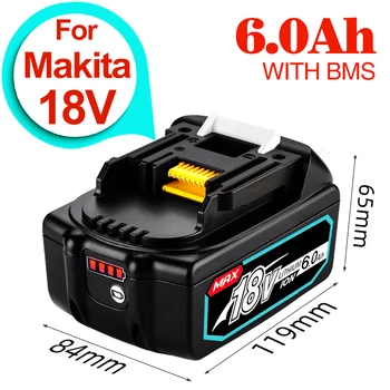 Аккумуляторная Батарея для инструментов Makita 18V BL1860 B 18V 6.0AH Резервная Батарея для Makita 18V BL1860 BL1840 BL1850 с зарядкой DC18RF
