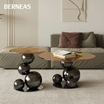 Итальянский минималистичный Светлый Роскошный круглый чайный столик для гостиной, современный простой дизайнерский стол специальной формы со сферическим краем