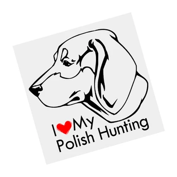 S61625 # I Love My Polish Hunting Dog, Черная Прозрачная автомобильная наклейка, Виниловая наклейка, Водонепроницаемые Декоры для бампера мотоцикла, ноутбука
