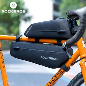 ROCKBROS 2 В 1, велосипедные сумки, корзины, 3,5 л, Водонепроницаемая светоотражающая велосипедная сумка с передней трубкой, MTB, дорожная рама, Треугольная сумка, Велосипедная сумка