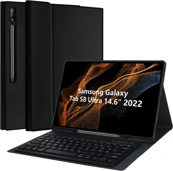 Чехол-клавиатура для Samsung Galaxy Tab S8 Ultra 14,6 дюймов 2022 Беспроводной Bluetooth Красочный Съемный Кожаный чехол X900/X906