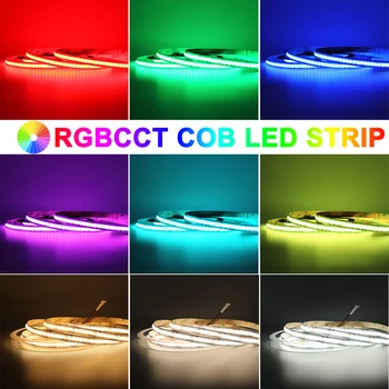 12V/24V RGBCCT COB светодиодные ленты Теплый/Натуральный/Холодный белый Затемняемый Гибкий декор высокой плотности, Освещение, светодиодные ленты, светильники для комнаты