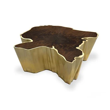 Легкая экстравагантная сталь без запаха корня, креативный дизайн, уникальная форма чайного столика из древесной коры на заказ