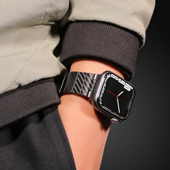 Роскошный Ремешок из Углеродного волокна для Apple Watch Band 45 мм 44 мм 45 мм 41 мм 40 мм 38 мм Ремешок из углеродного волокна для iWatch 9 8 7 SE Ultra 2 49 мм