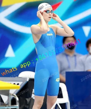 Женский цельный купальник для спортивных тренировок, соревновательный купальный костюм, спортивные купальники длиной до колен, профессиональный купальник 2022