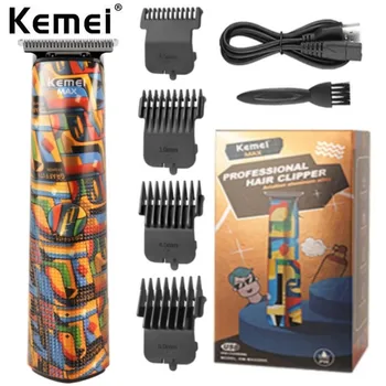Kemei профессиональный электрический триммер для волос для мужчин, мощная машинка для стрижки бороды, перезаряжаемая машинка для стрижки волос, литиевая батарея