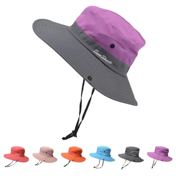 Новинка для женщин, Рыбацкая шляпа, Панама, Модная солнцезащитная шляпа, Дышащая защитная шляпа для Рыбака, шляпа с конским хвостом, Летняя шляпа, Пляжная солнцезащитная шляпа