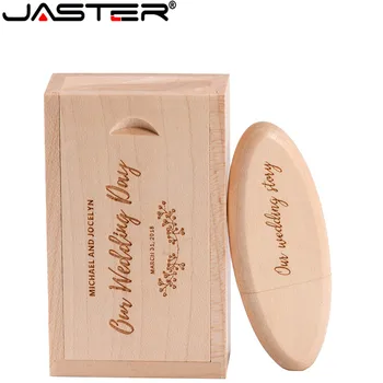 JASTER Новинка (бесплатный логотип на заказ) деревянная палочка с коробкой USB флэш-накопитель 4 ГБ/8 ГБ/16 ГБ/32 ГБ креативные подарки