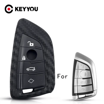 KEYYOU Модный ABS Силиконовый Чехол Для ключей Из Углеродного Волокна BMW F15 F16 F48 G30 F85 G11 M 2018 X1 X3 X4 X5 X6 35i 50i 1 2 5 7 Серии