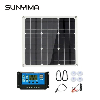 SUNYIMA 80 Вт Солнечная Панель Двойная 12 В/5 В USB С контроллером 60A Водонепроницаемые Солнечные Батареи Poly Для Автомобиля Яхты RV Зарядное Устройство