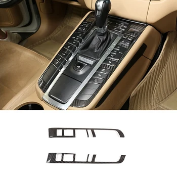 Для Porsche Macan 2014-2020 Сухая Центральная консоль из углеродного волокна, Кнопка переключения передач, рамка, накладка, наклейка, автомобильные Аксессуары