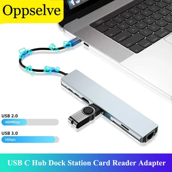 Портативный USB C-RJ45 HDMI-совместимый Адаптер Gigabit Ethernet USB 3.0 Type C Hub Splitter Для Samsung Macbook SD Card Reader