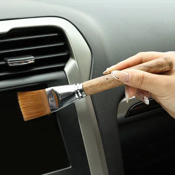 Щетка для чистки деталей интерьера автомобиля с деревянной ручкой, зазор для выхода воздуха, удаление пыли, портативные щетки, инструменты для чистки