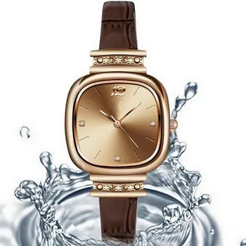 Высококачественные роскошные женские часы Из кожи Квадратные Водонепроницаемые кварцевые Женские наручные часы Элегантные Женские деловые часы